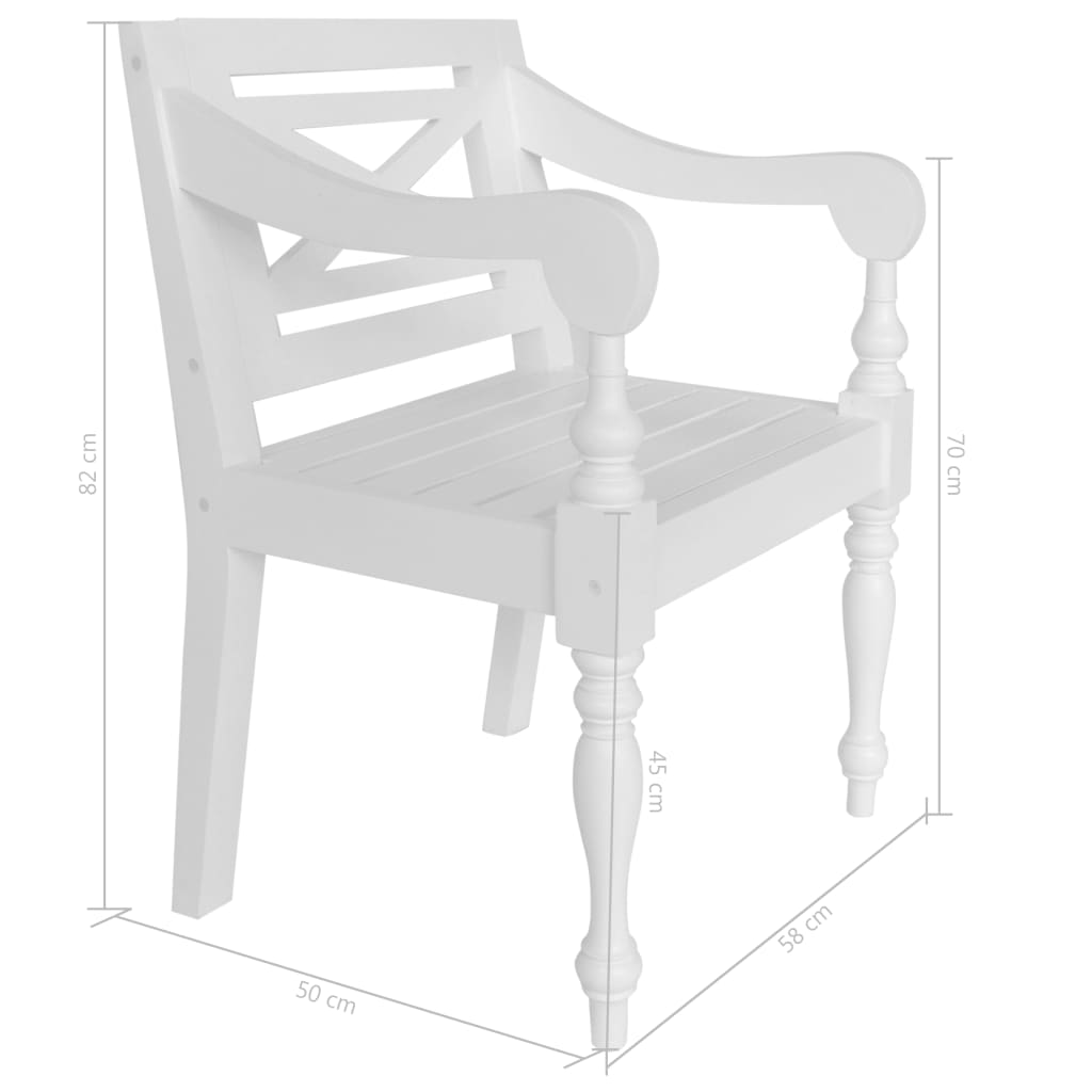 Sedie Batavia 2 pz Bianche in Legno Massello di Mogano 246963