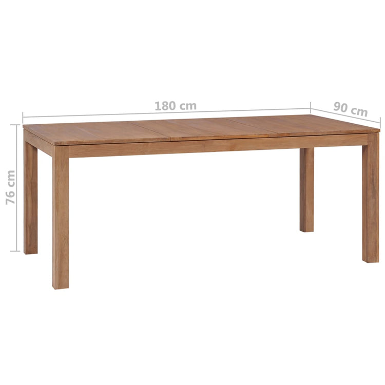 Tavolo in Legno Massello di Teak Finitura Naturale 180x90x76 cm cod mxl 67454