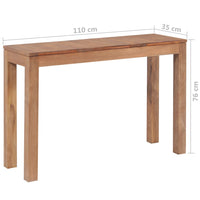 Tavolo Consolle in Legno Massello di Teak Naturale 110x35x76 cm 246957