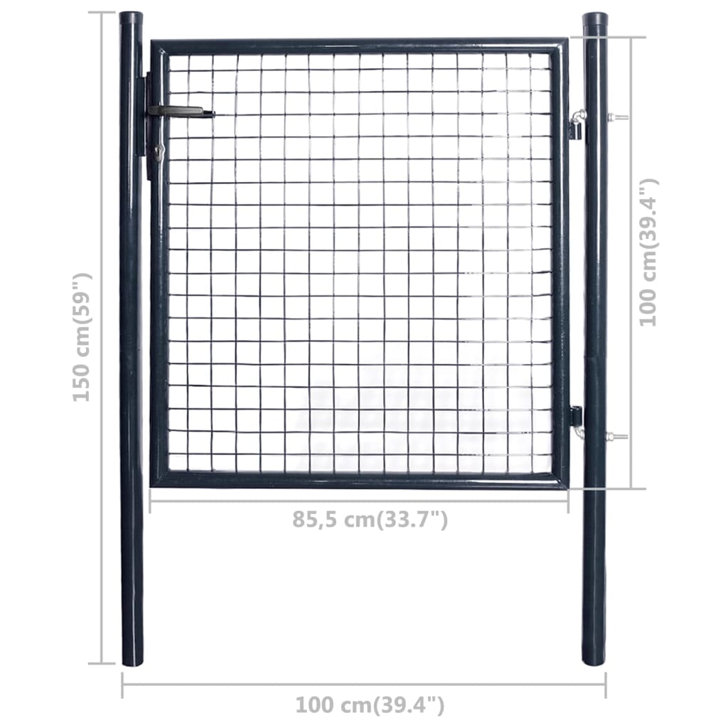 Cancello per Giardino Rete in Acciaio Zincato 85,5x100cm Grigio cod mxl 46825