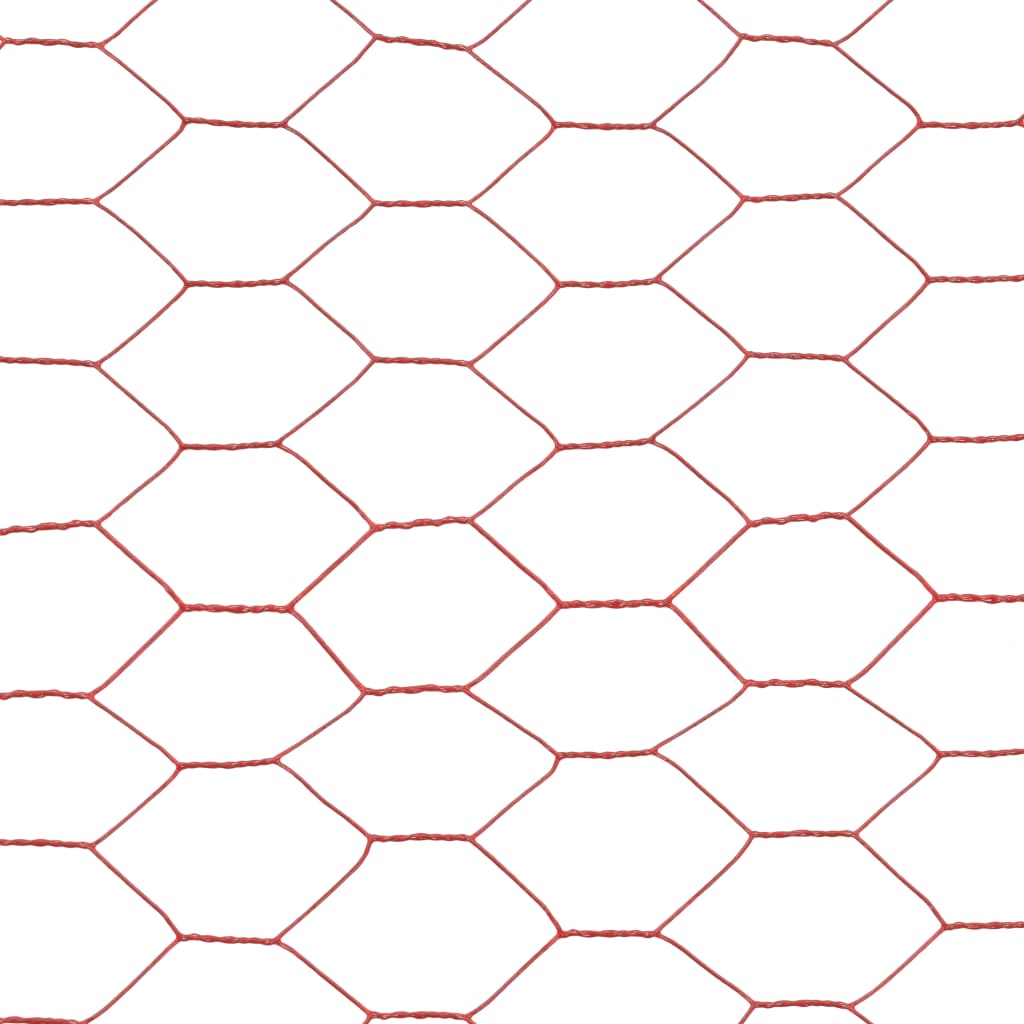 Recinzione in Rete per Pollaio in Acciaio e PVC 25x1 m Rossa 143305