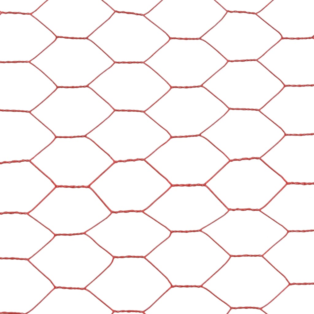 Recinzione in Rete per Pollaio in Acciaio e PVC 25x1 m Rossa 143307