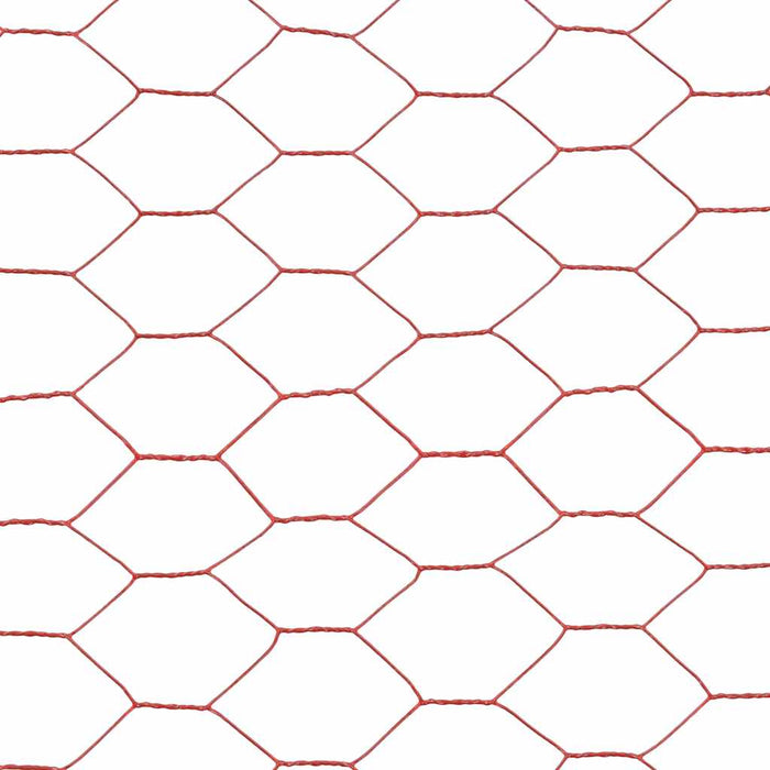 Recinzione in Rete per Pollaio in Acciaio e PVC 25x1,2 m Rossa 143308