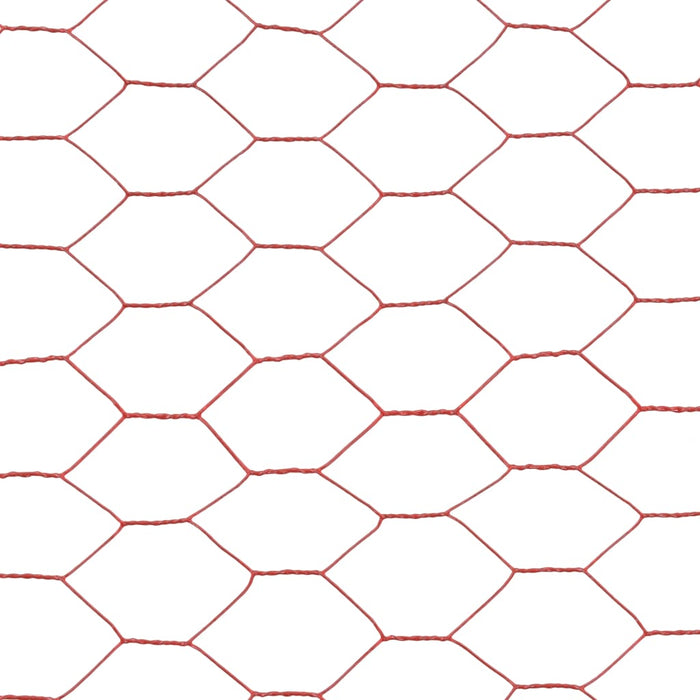 Recinzione in Rete per Pollaio in Acciaio e PVC 25x1,5 m Rossa 143315