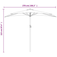 Ombrellone Balcone Palo in Alluminio Sabbia 270x144 cm a Metà 44587