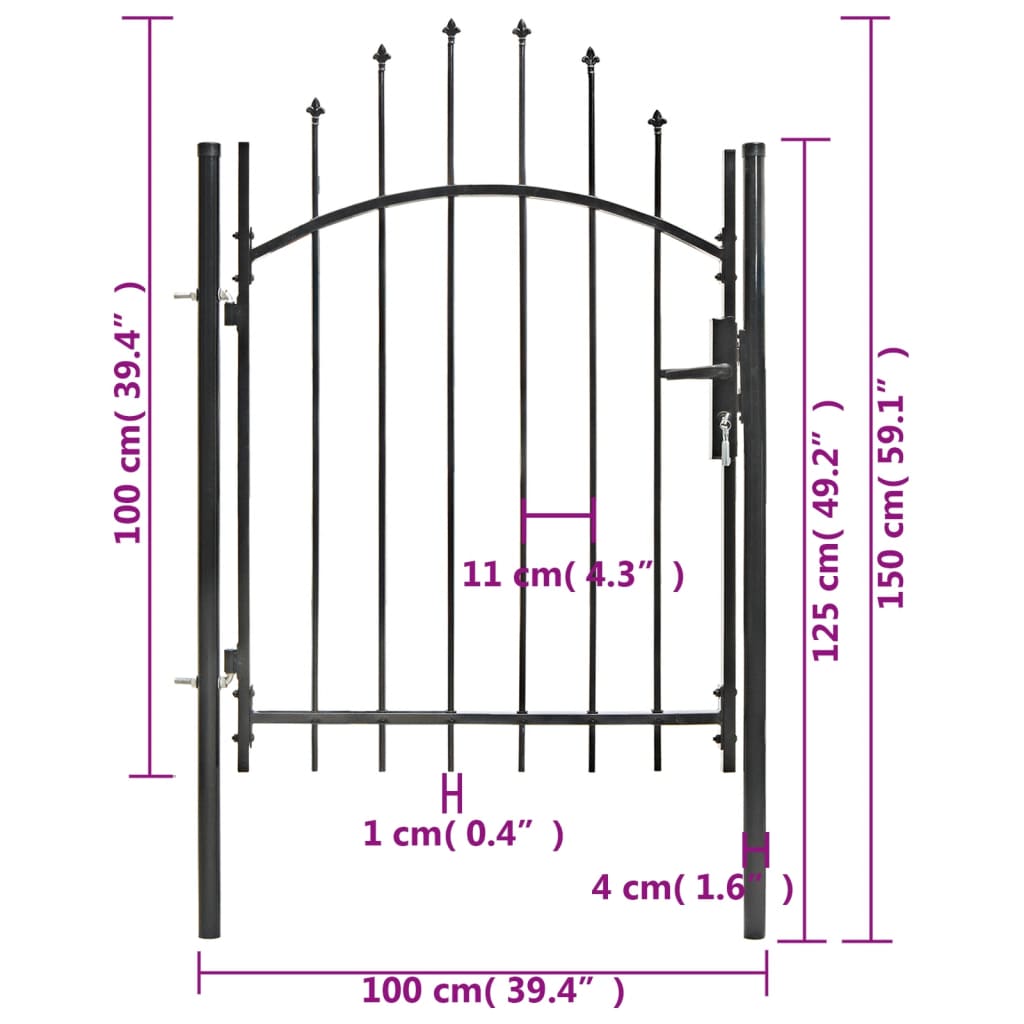 Cancello da Giardino in Acciaio 1x1,5 m Nero