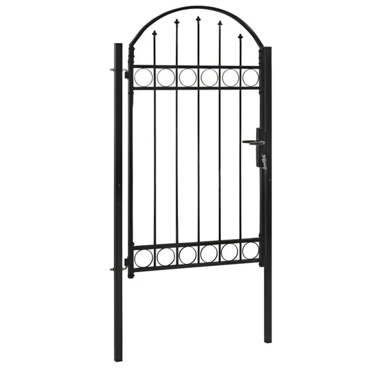 Cancello per Recinzione ad Arco in Acciaio 100x175 cm Nero 143087