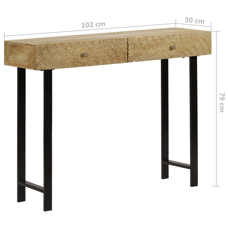 Tavolo Consolle in Legno Massello di Mango 102x30x79 cm