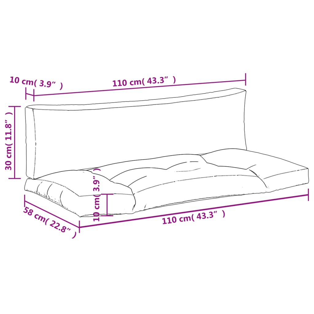 Cuscini per Pallet 2 pz Grigi in Tessuto 44651