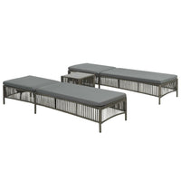 Lettini Prendisole 2 pz con Tavolino in Polyrattan Grigio cod mxl 23397