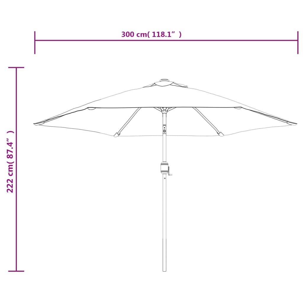 Ombrellone da Esterni con Palo in Metallo 300 cm Grigio Talpa 44500