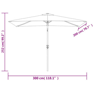 Ombrellone con Palo in Metallo 300x200 cm Grigio Talpa 44502