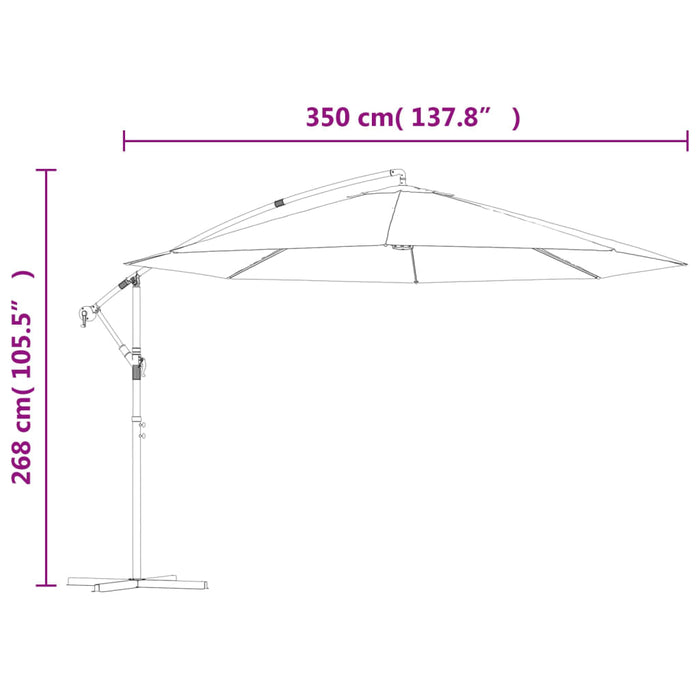 Ombrellone a Sbalzo con Palo in Alluminio 350 cm Grigio Talpa 44506