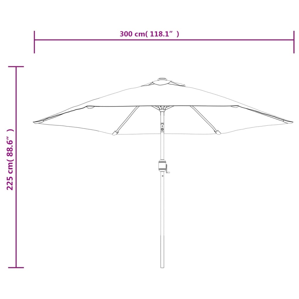 Ombrellone da Esterni con LED e Palo in Acciaio 300cm Talpa 44512