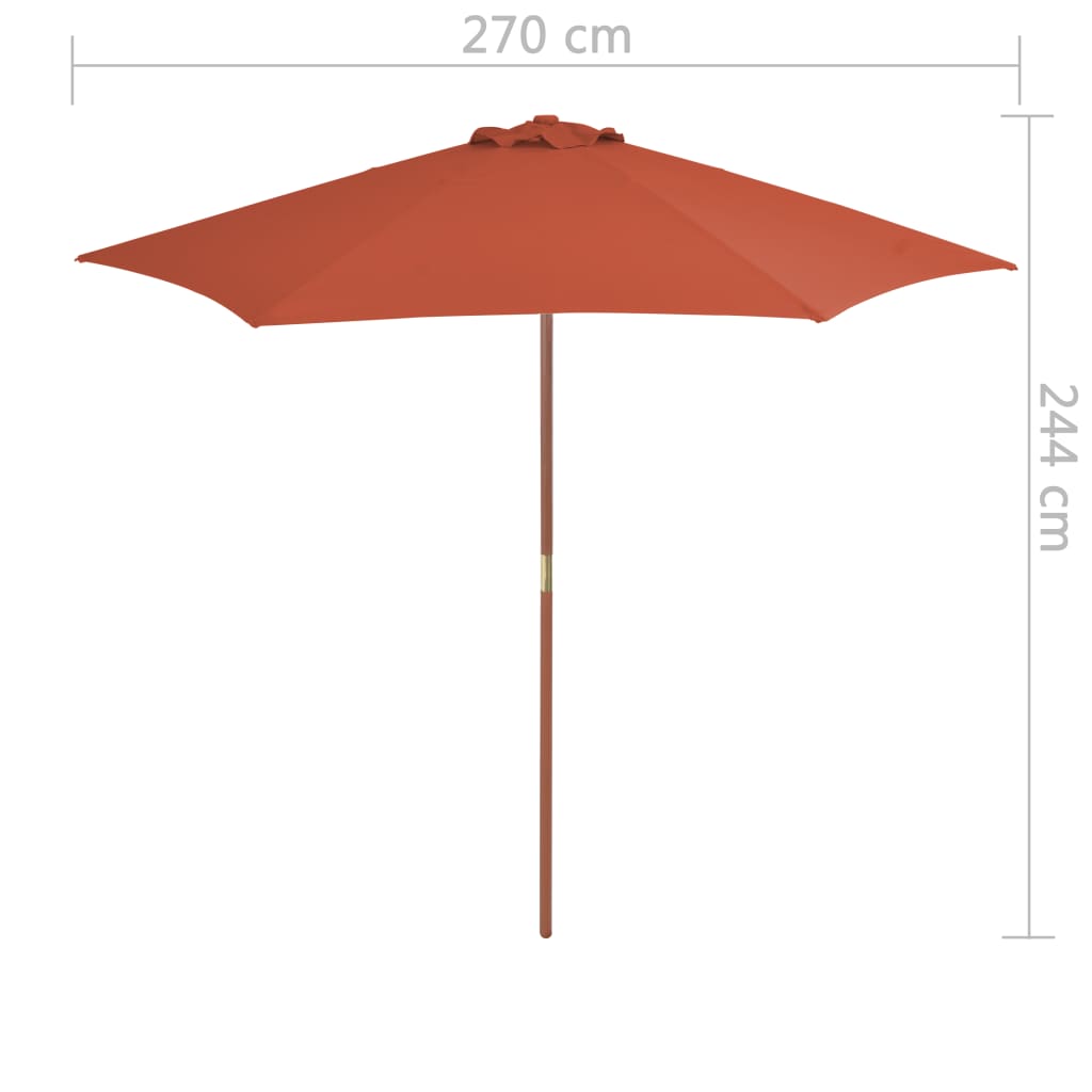 Ombrellone da Esterni con Palo in Legno 270 cm Terracotta cod mxl 6752