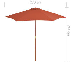 Ombrellone da Esterni con Palo in Legno 270 cm Terracotta cod mxl 6752