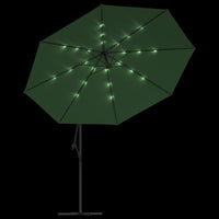 Ombrellone a Sbalzo con LED e Palo in Metallo 350 cm Verde 44524