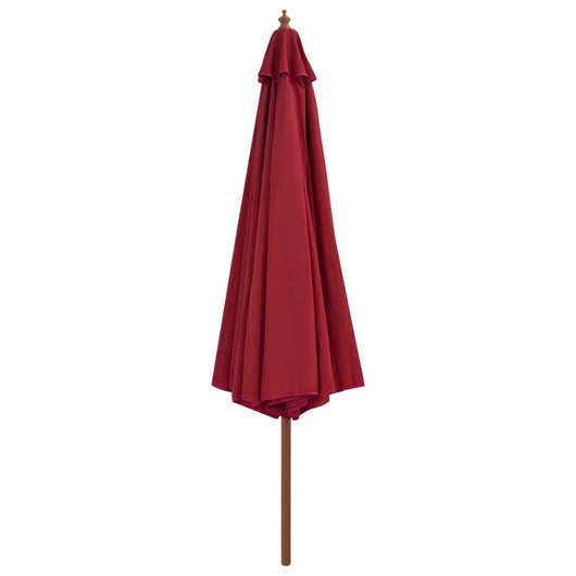 Ombrellone da Esterni con Palo in Legno 350 cm Rosso Borgogna