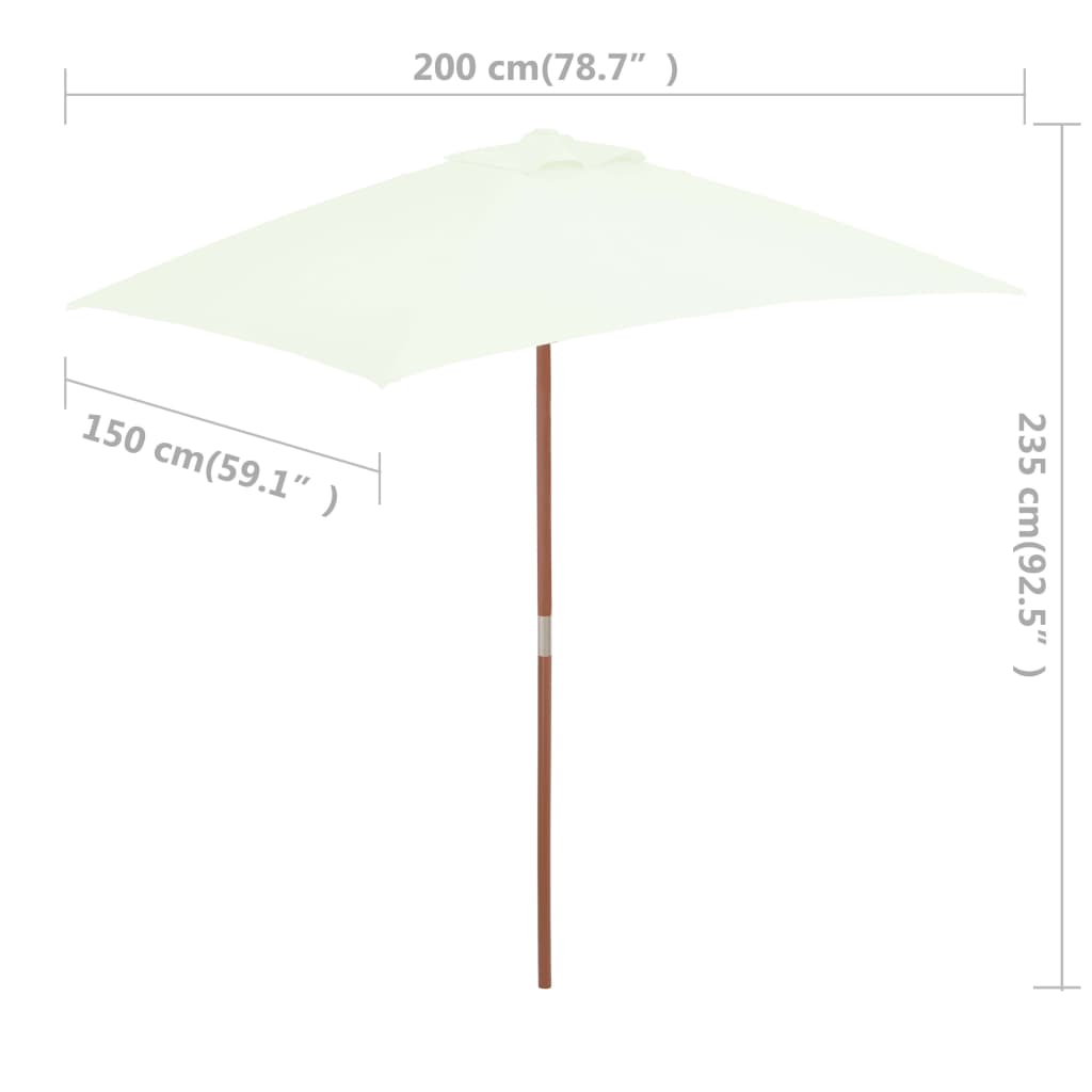 Ombrellone da Esterni con Palo in Legno 150x200 cm Sabbia