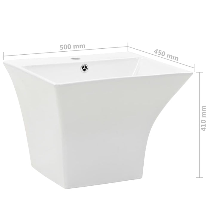 Lavabo a Parete in Ceramica Bianco 500x450x410 mm 143019