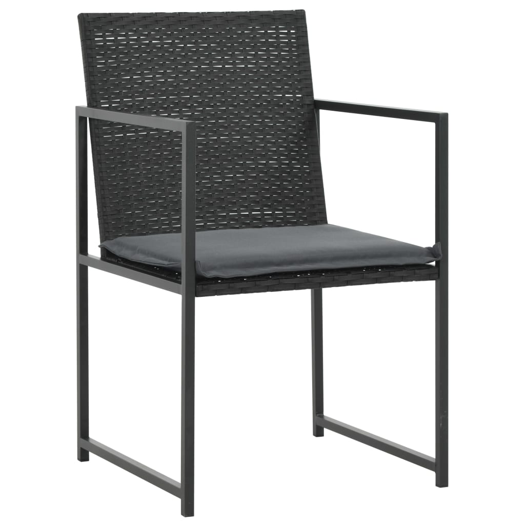 Set da Pranzo da Giardino 7 pz con Cuscini in Polyrattan Nero  cod mxl 41733