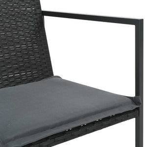 Set da Pranzo da Giardino 7 pz con Cuscini in Polyrattan Nero  cod mxl 41733