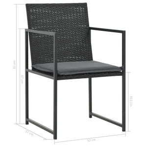 Set da Pranzo da Giardino 7 pz con Cuscini in Polyrattan Nero  cod mxl 41733