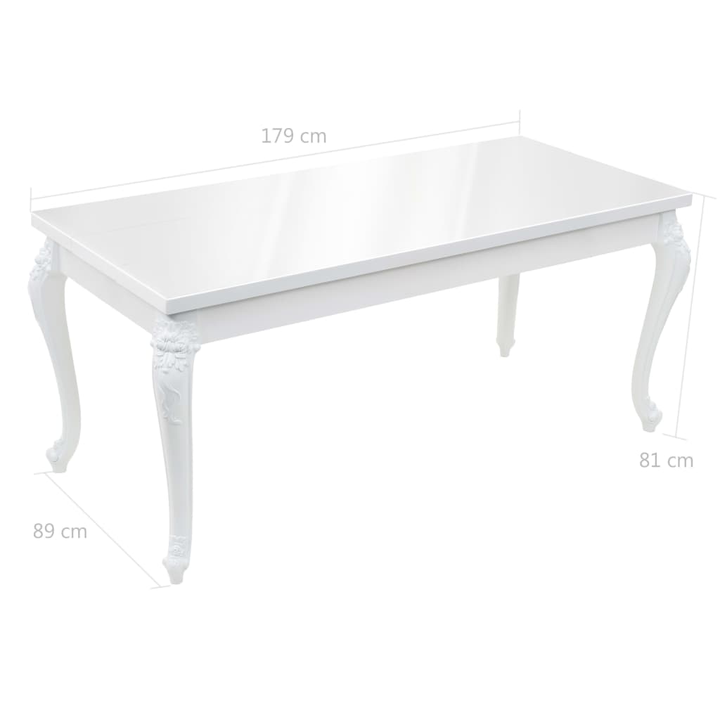 Tavolo da Pranzo 179x89x81 cm Bianco Lucido 246958