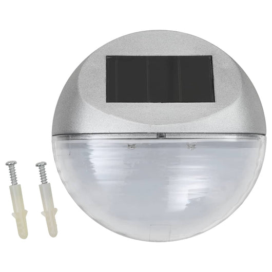 Lampade Solari da Parete da Esterni a LED 12 pz Rotonde Argento 44473