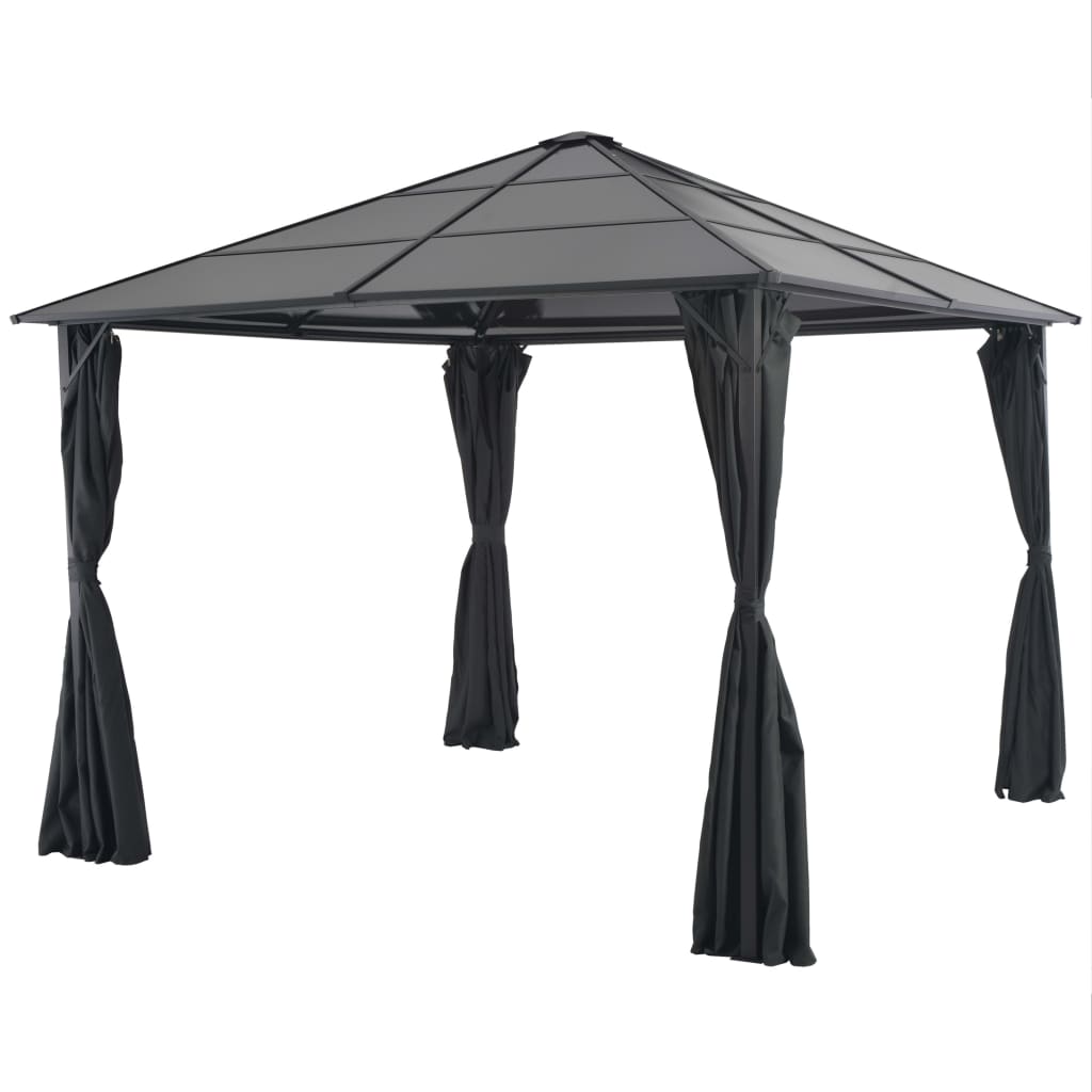 Gazebo con Tende in Alluminio 3x3 m Nero cod mxl 66104