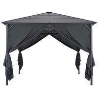 Gazebo con Tende in Alluminio 3x3 m Nero cod mxl 66104