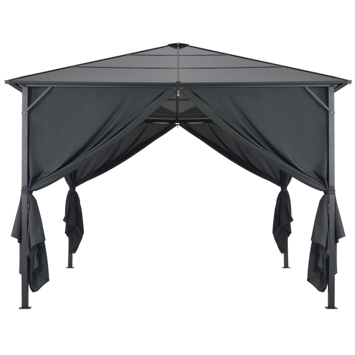 Gazebo con Tende in Alluminio 3x3 m Nero cod mxl 66104