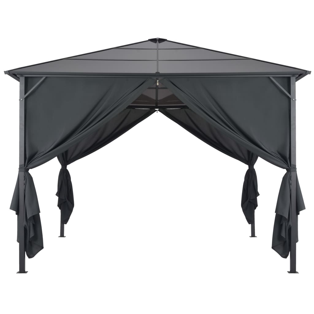 Gazebo con Tende in Alluminio 3x3 m Nero 44640