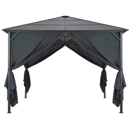 Gazebo con Tende in Alluminio 3x3 m Nero 44640