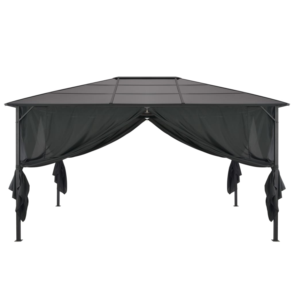 Gazebo con Tende in Alluminio 4x3x2,6 m Nero