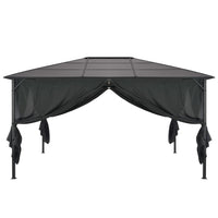 Gazebo con Tende in Alluminio 4x3x2,6 m Nero