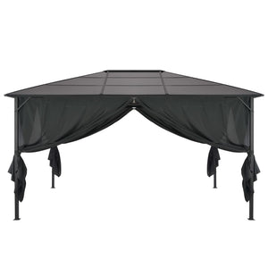 Gazebo con Tende in Alluminio 4x3x2,6 m Nero