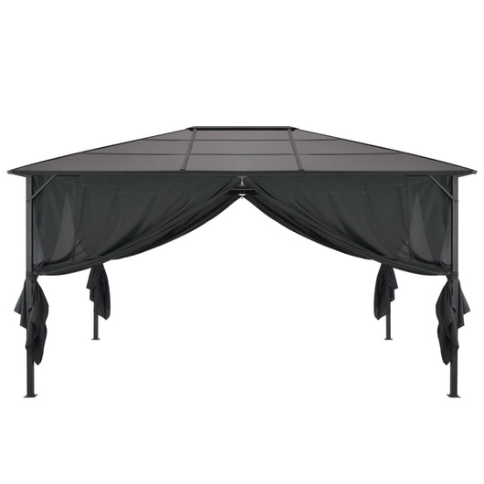 Gazebo con Tende in Alluminio 4x3x2,6 m Nero