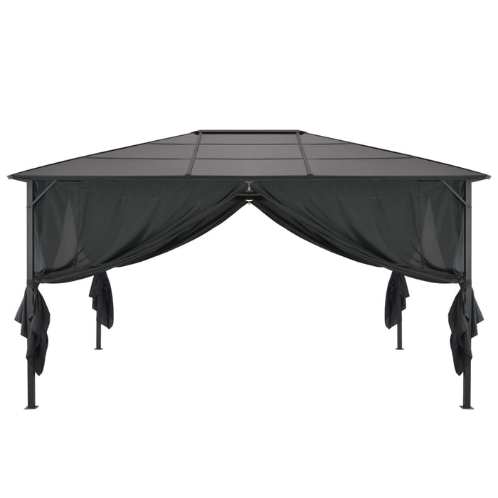 Gazebo con Tende in Alluminio 4x3x2,6 m Nero