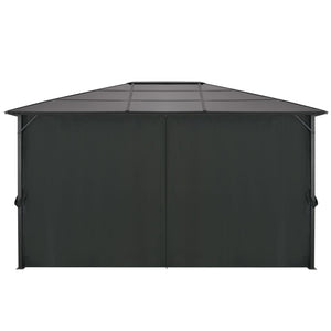 Gazebo con Tende in Alluminio 4x3x2,6 m Nero