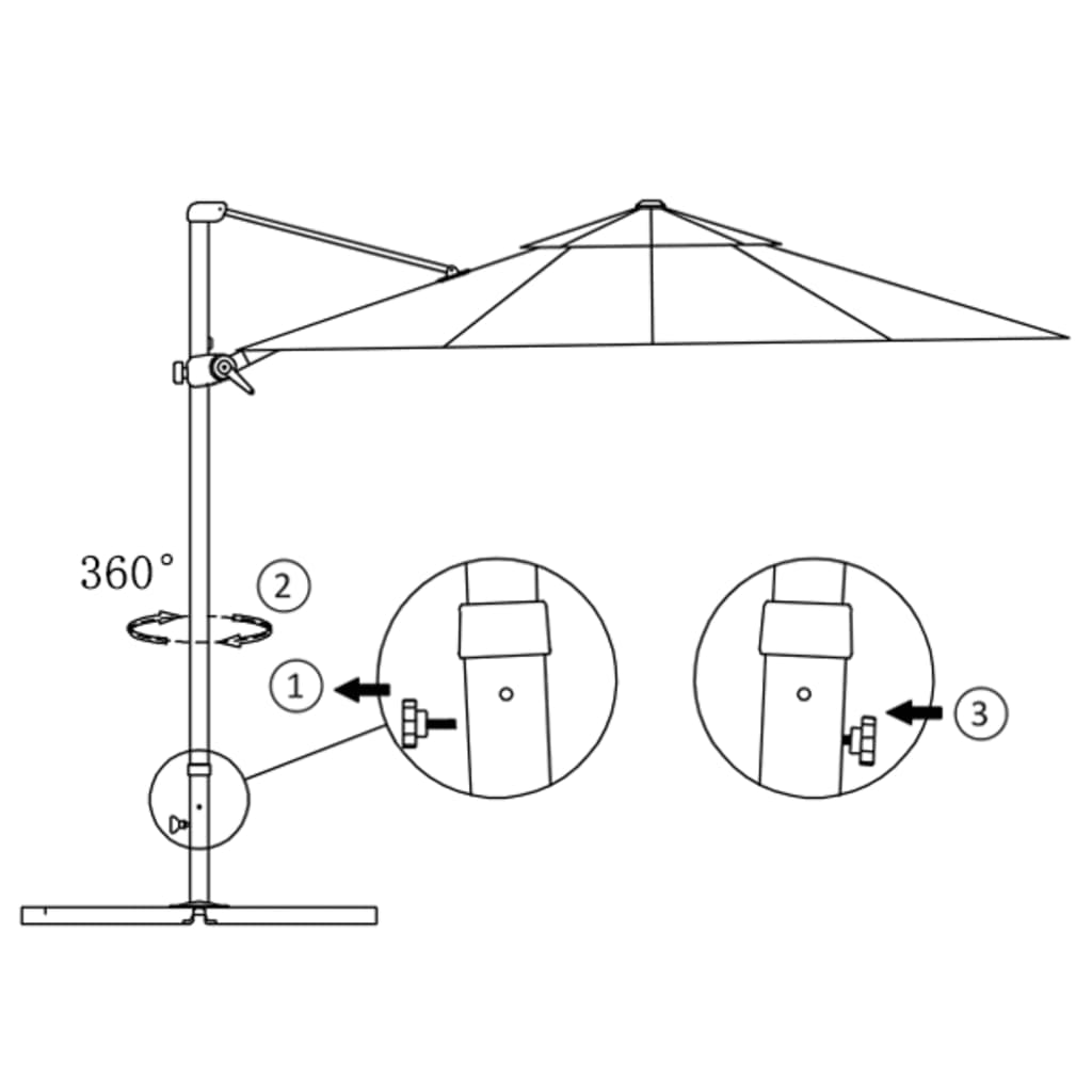 Ombrellone a Sbalzo con Palo in Alluminio 300 cm Grigio Talpa da giardino cod mxl 29590