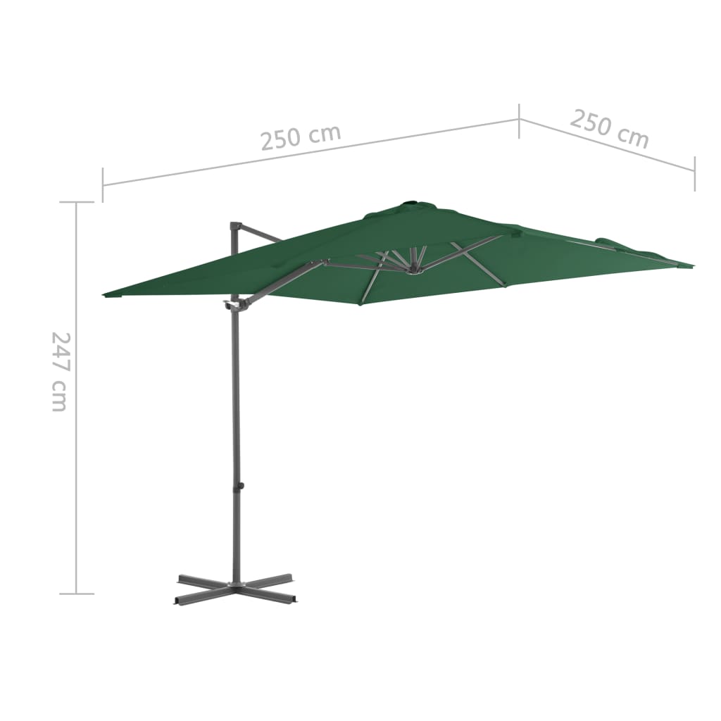 Ombrellone a Sbalzo con Palo in Acciaio 250x250 cm Verde cod mxl 20538