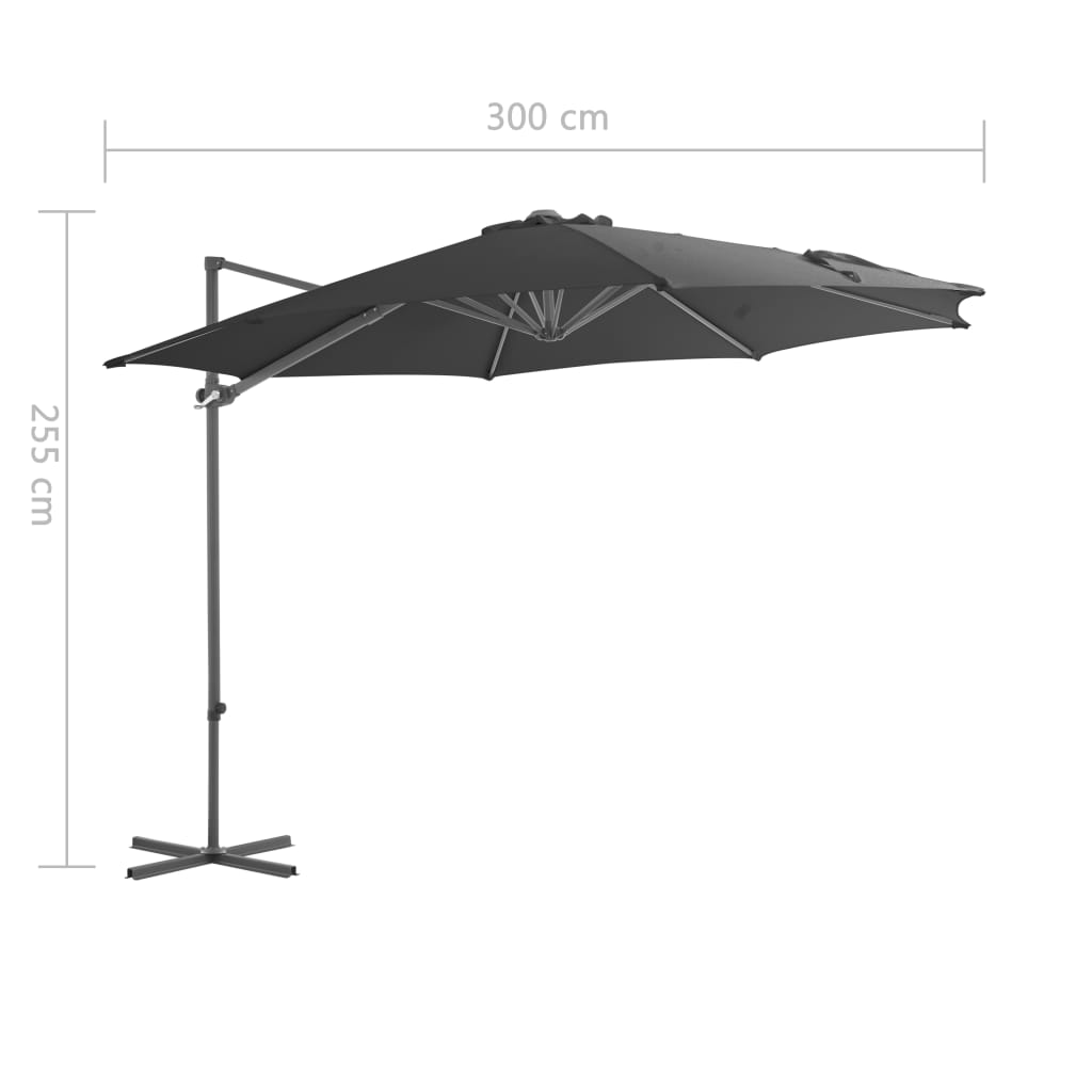 Ombrellone a Sbalzo con Palo in Acciaio Antracite 300 cm cod mxl 17234