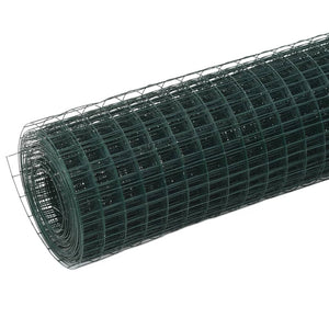 Recinzione in Rete per Pollaio in Acciaio e PVC 10x1,5 m Verde cod mxl 55379