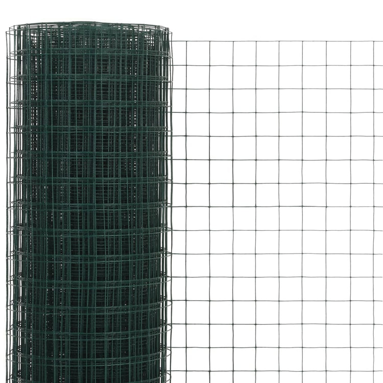 Recinzione in Rete per Pollaio in Acciaio e PVC 10x1,5 m Verde cod mxl 55379