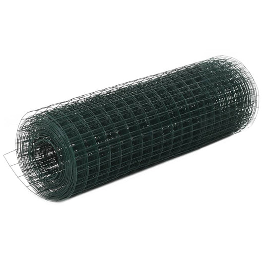 Recinzione in Rete per Pollaio in Acciaio e PVC 25x0,5 m Verde cod mxl 55380