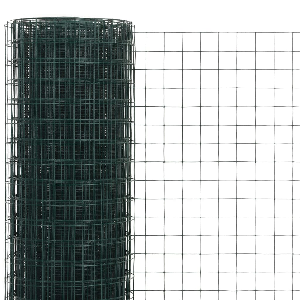 Recinzione in Rete per Pollaio in Acciaio e PVC 25x0,5 m Verde cod 8801