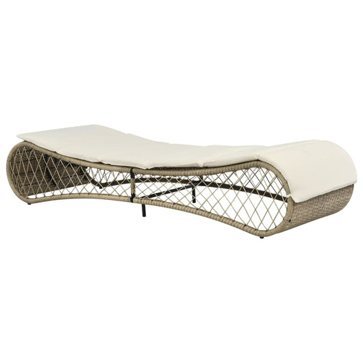 Lettino Prendisole con Cuscino in Polyrattan Grigio 44700