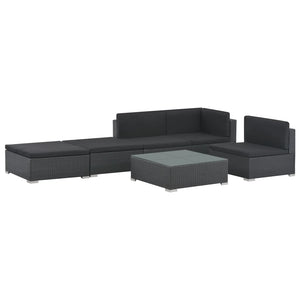 Set Divani da Giardino 6 pz con Cuscini in Polyrattan Nero 44595