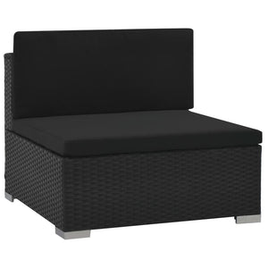 Set Divani da Giardino 6 pz con Cuscini in Polyrattan Nero 44595